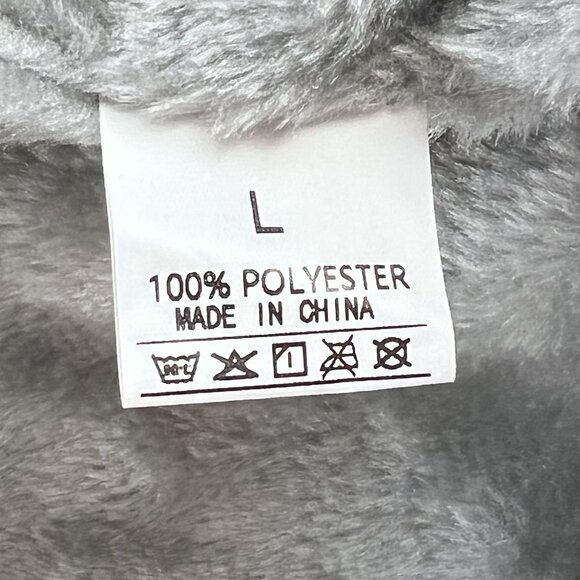 Mens L Hooded Bomber Jacket Black Lined Full Zip Winter Ribbed Hem Warm Pockets - Picture 3 of 7